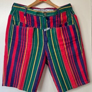 Vintage 90s Marithé + François Girbaud Striped Denim Shorts USA Made High Waist